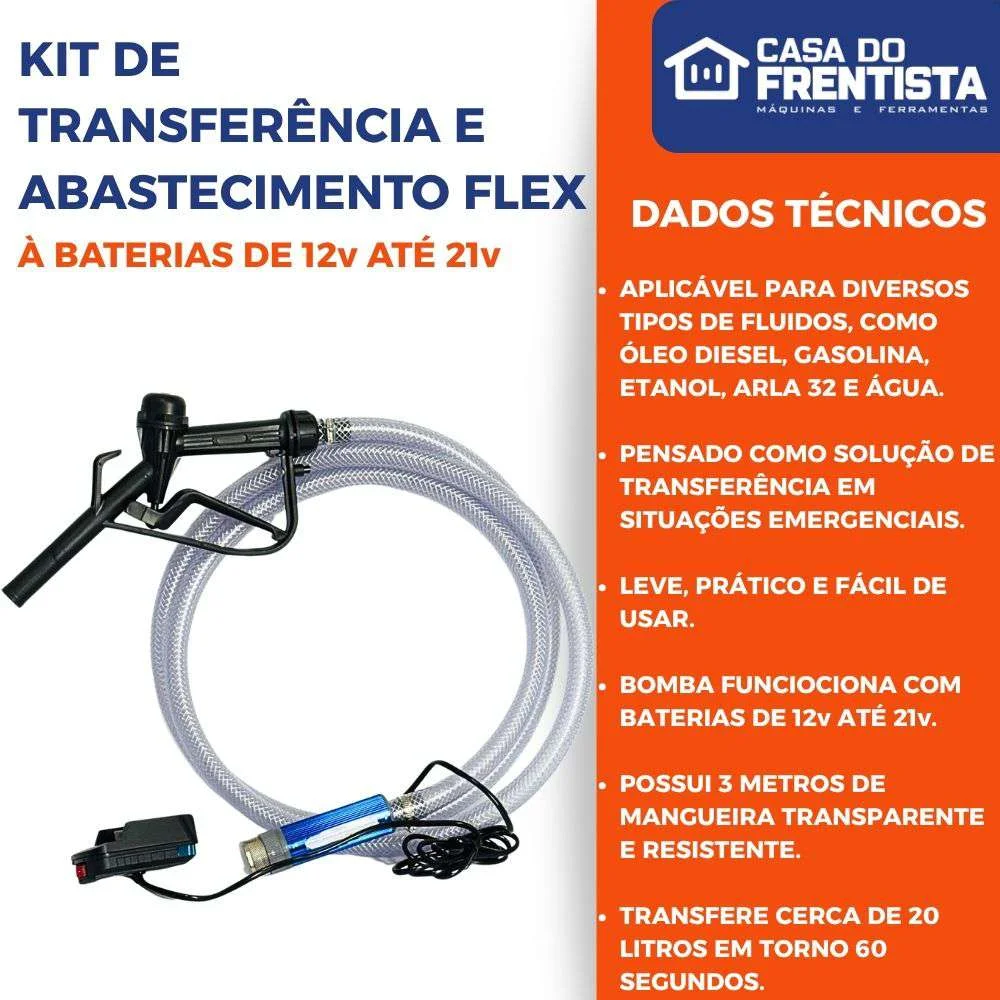 Kit de Transferência e Abastecimento Flex 12V a Bateria