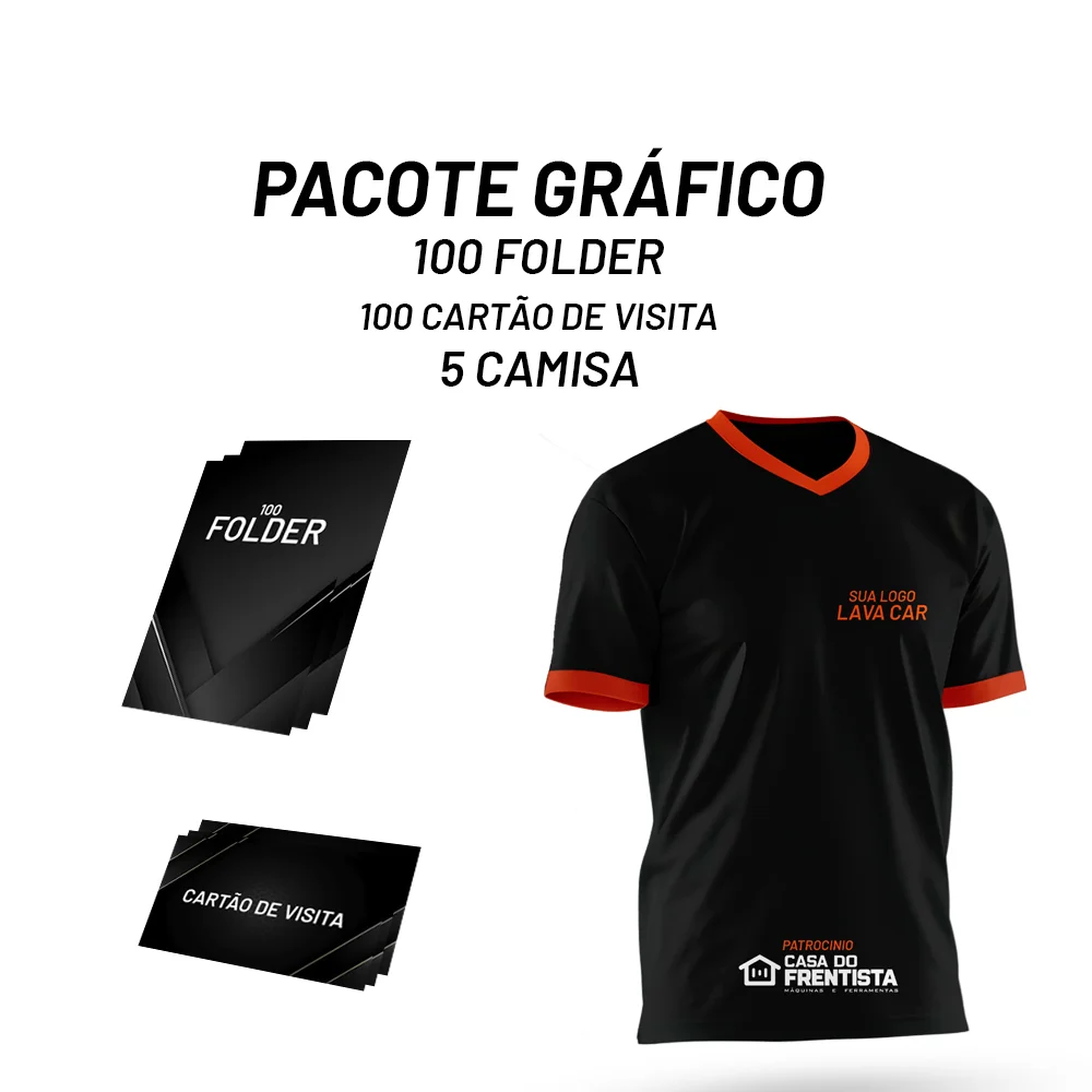 Kit Lava Rápido Profissional + Material Gráfico Camisa, Flyer e Cartão de Visita