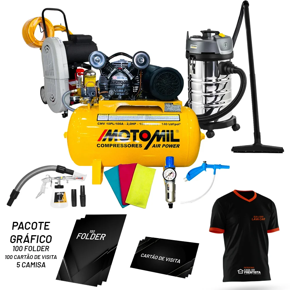 Kit Lava Rápido Profissional + Material Gráfico Camisa, Flyer e Cartão de Visita