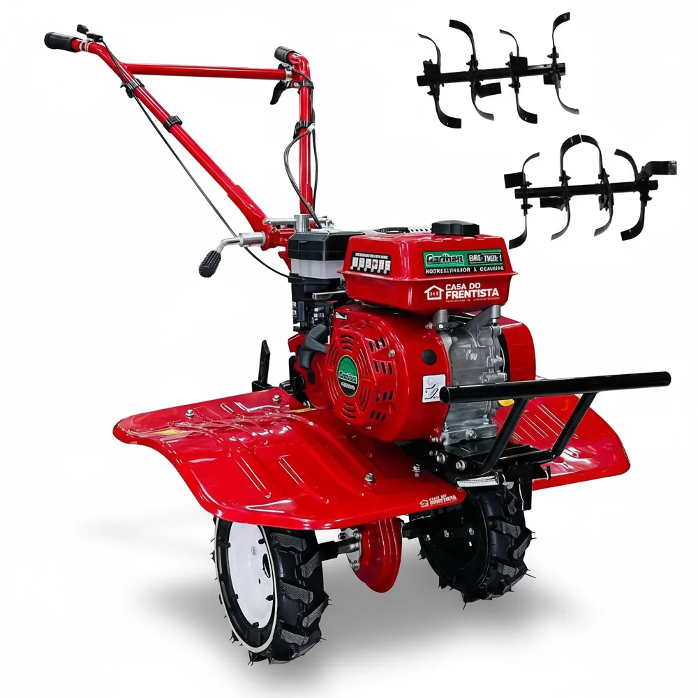 Kit Motocultivador Garthen GMC-7000-1 Gasolina 7HP + Carretinha Agrícola GCM-500F