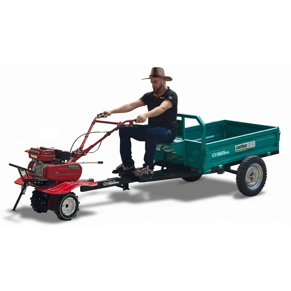Kit Motocultivador Garthen GMC-7000-1 Gasolina 7HP + Carretinha Agrícola GCM-500F