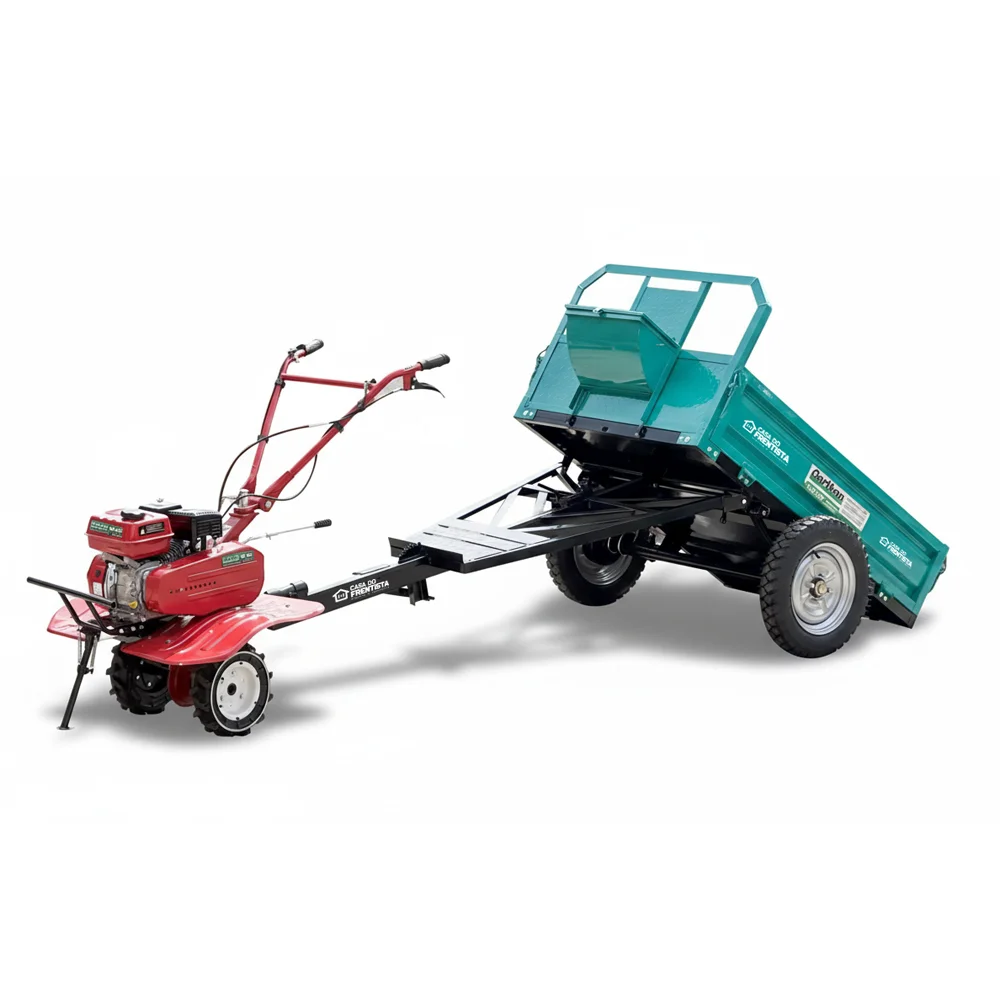 Kit Motocultivador Garthen GMC-7000-1 Gasolina 7HP + Carretinha Agrícola GCM-500F