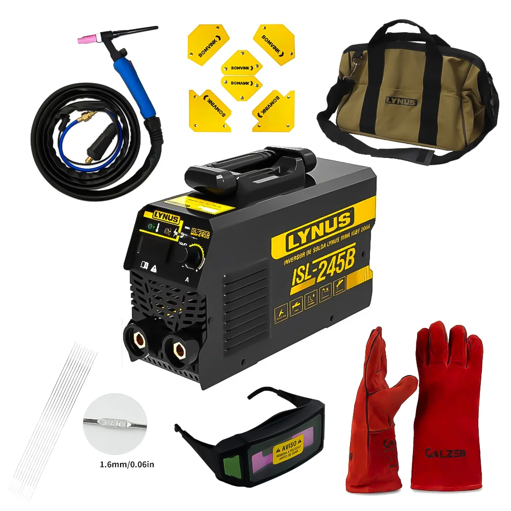 Kit de Solda Profissional MMA/TIG 200A Lynus com Acessórios Premium