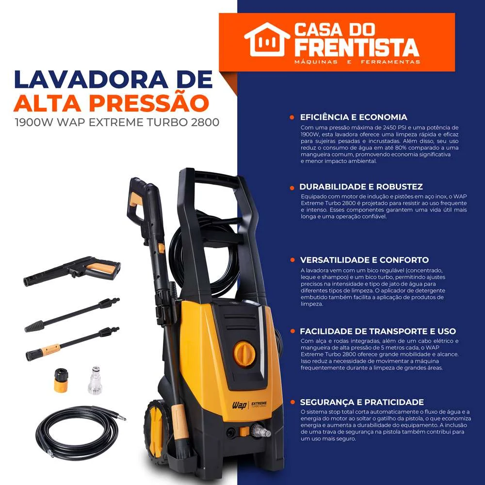 Lavadora de Alta Pressão 1900W Wap Extreme Turbo 2800 127V