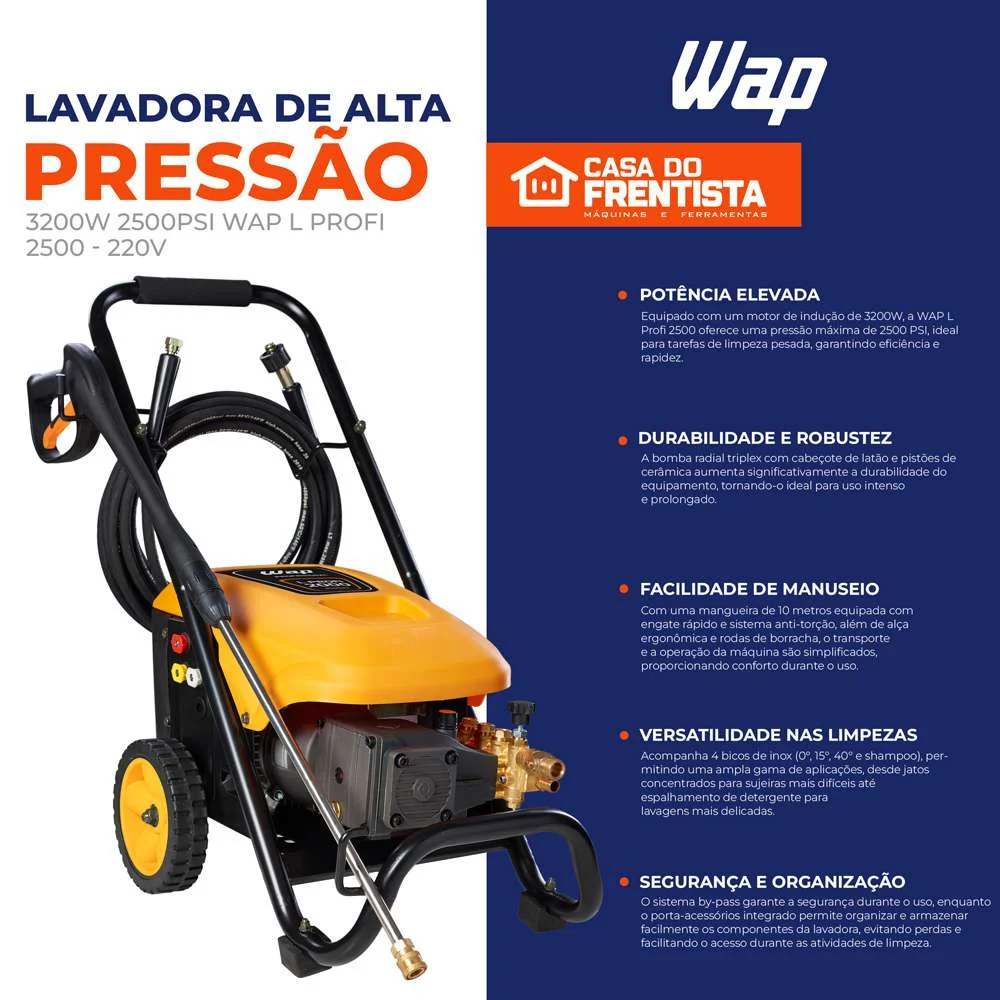 Lavadora de Alta Pressão 3200W 2500Psi Wap L Profi 2500 - 220V