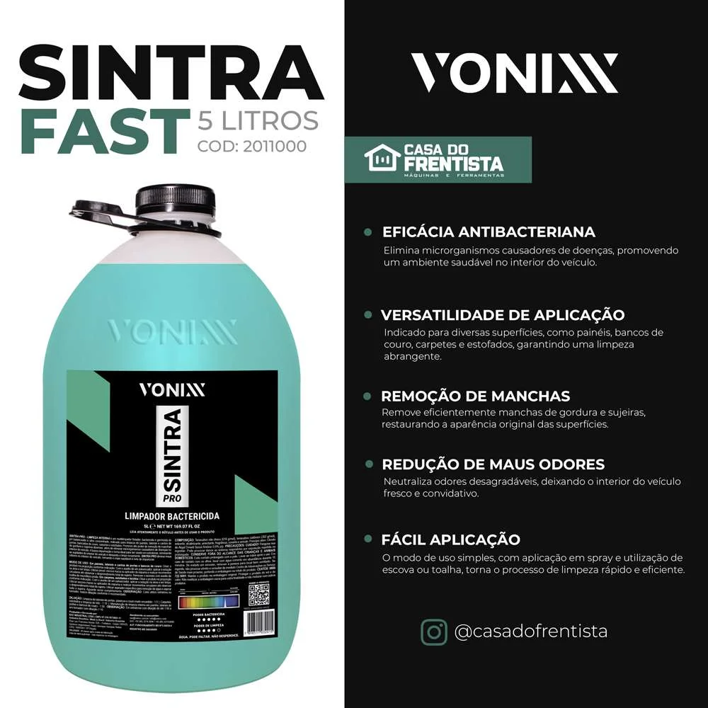 Limpeza Interna de Veiculos Sintra Pro 5L Vonixx