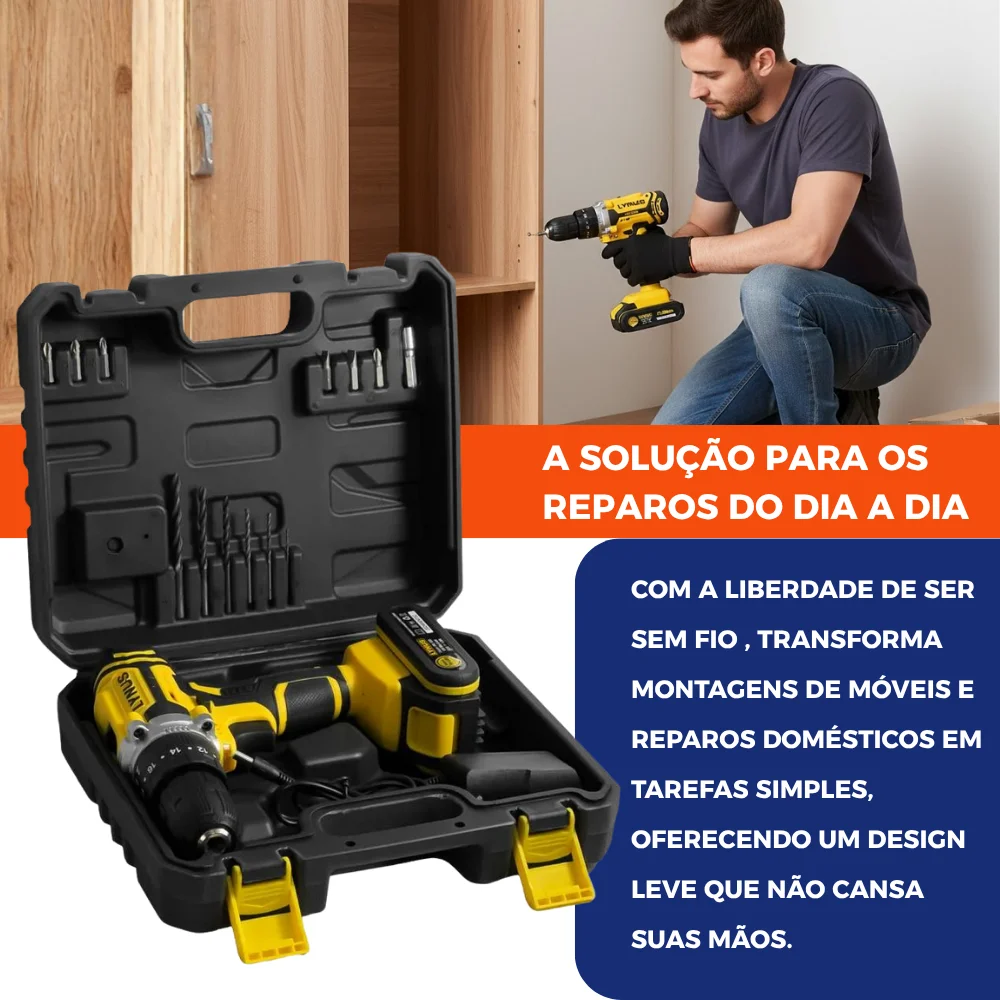 Maleta Ferramentas 145 Peças E Parafusadeira 12V + Brinde