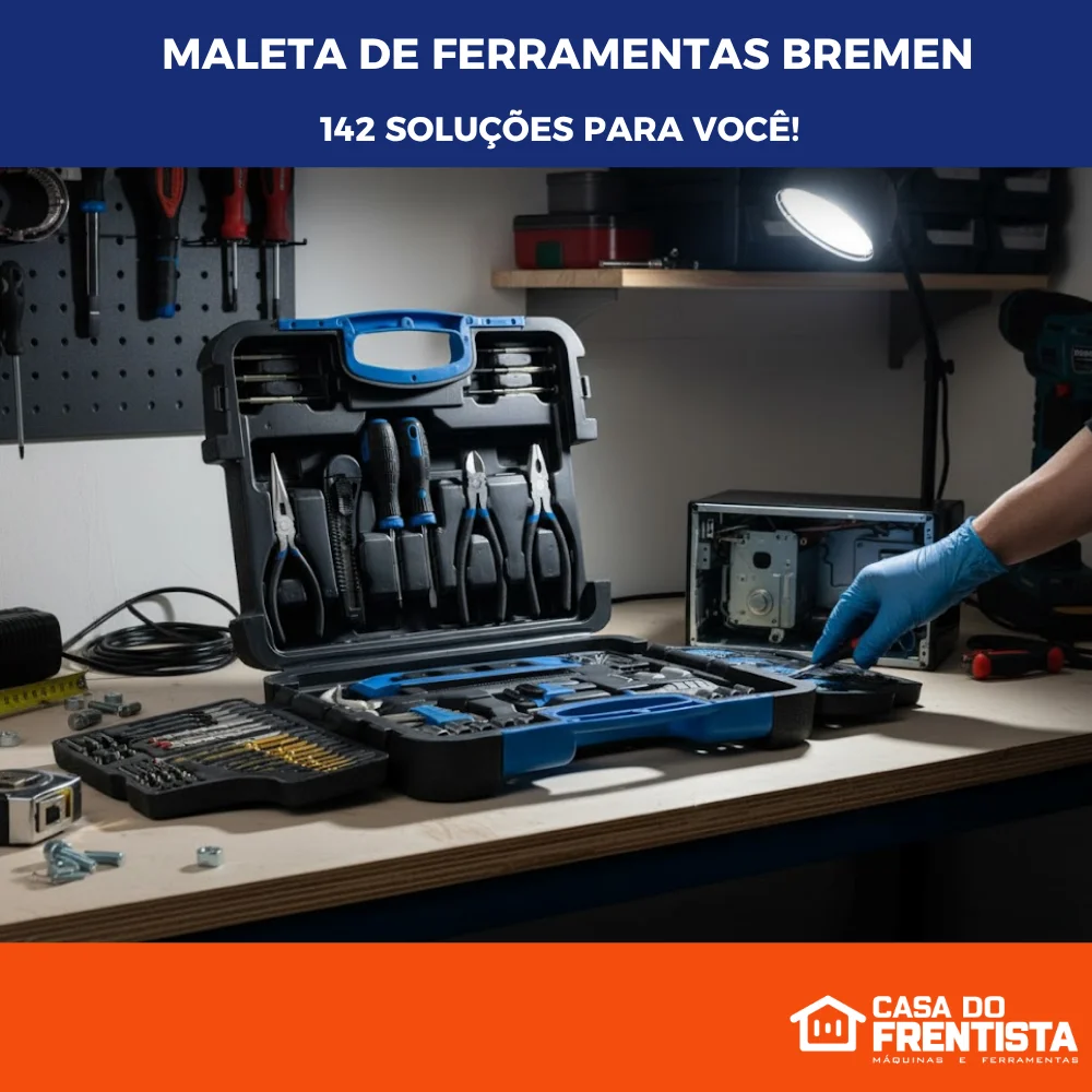 Maleta Ferramentas 145 Peças E Parafusadeira 12V + Brinde