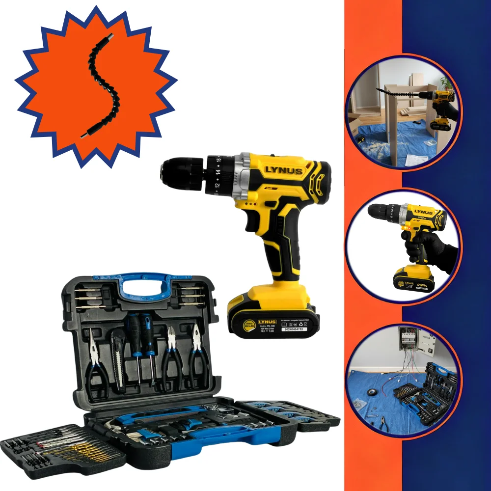 Maleta Ferramentas 145 Peças E Parafusadeira 12V + Brinde