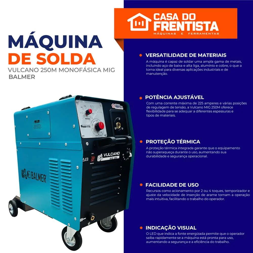 Máquina de Solda Vulcano 250M Monofásica Mig