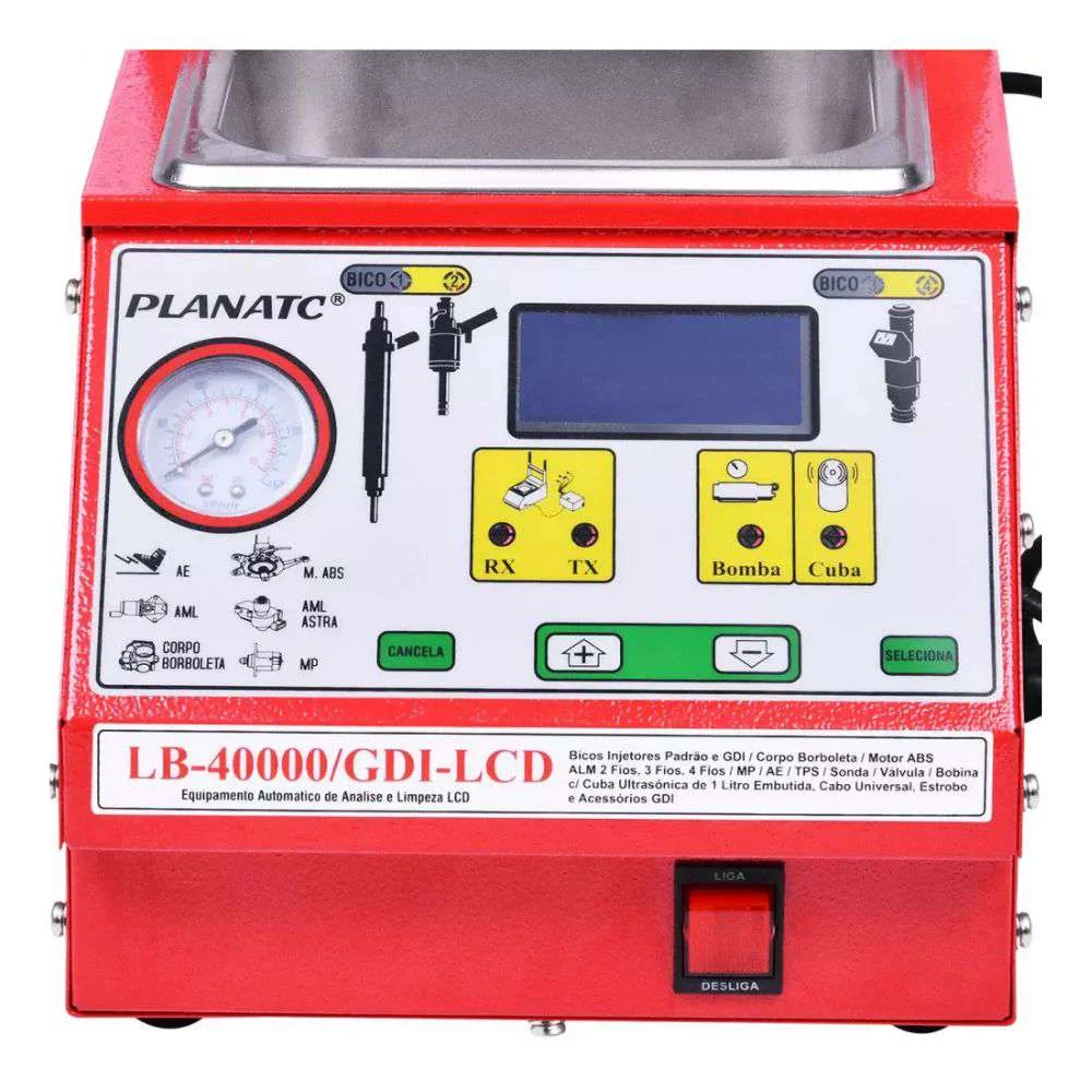 Máquina Limpeza e Teste Injetores Padrão/Gdi Display Digital Lcd 34 Funções com Estrobo e Cuba 1L Lb40000/Gdi-Lcd