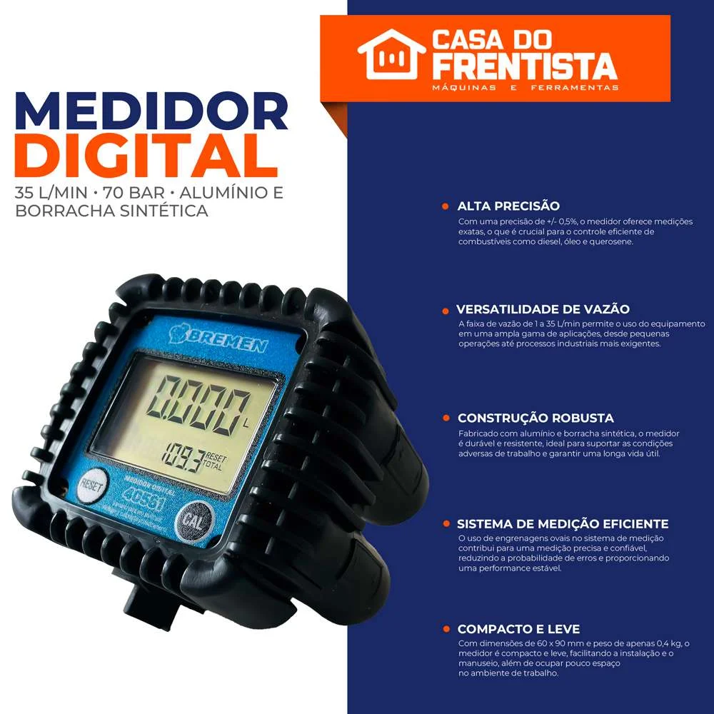 Medidor Digital para Óleo 1/2" 30L/Min