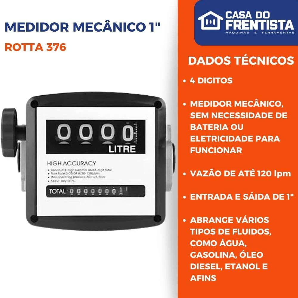 Medidor Mecânico 4 Dígitos 1 P/ Óleo Lubrificante - 120Lpm