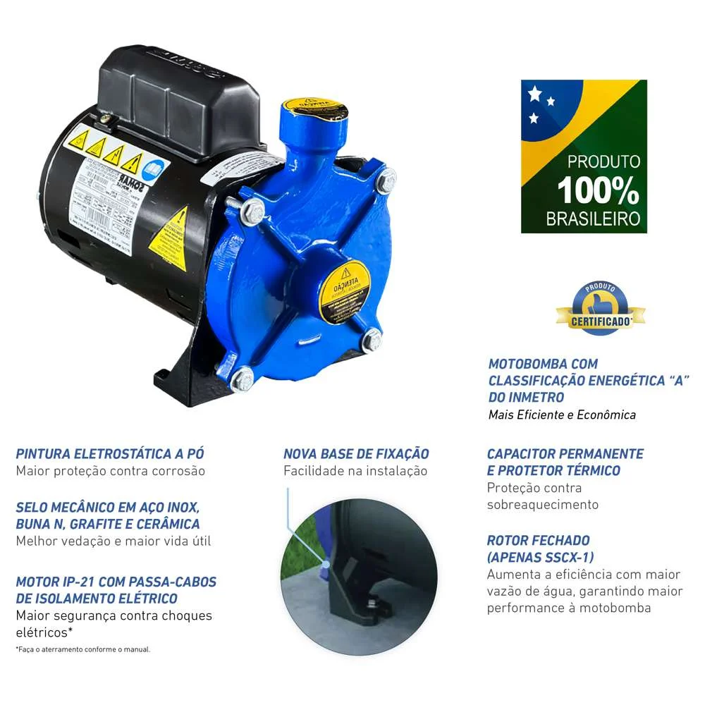 Motobomba Centrífuga Sscx 80L/Min 1/4Cv 127V Monofásica para Água