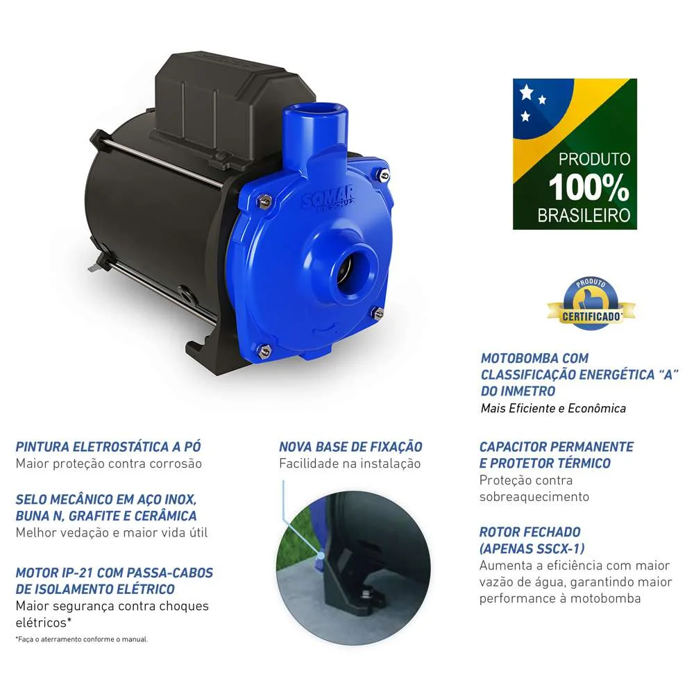 Motobomba para Água Centrífuga 3/4Cv 172L/Min 127V Monofásica Somar