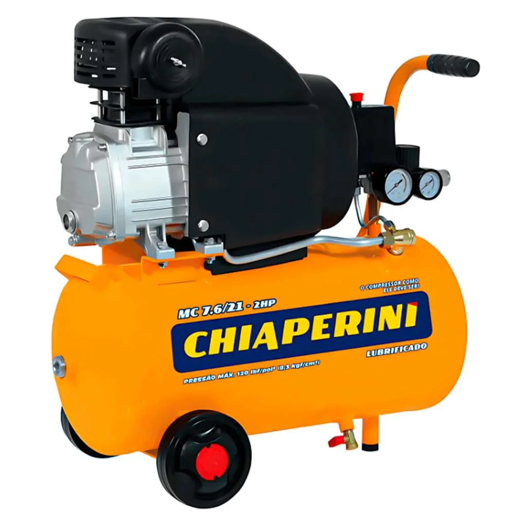 Motocompressor de Ar 21 L 2Hp Chiaperini 220V MC 7.6/21
