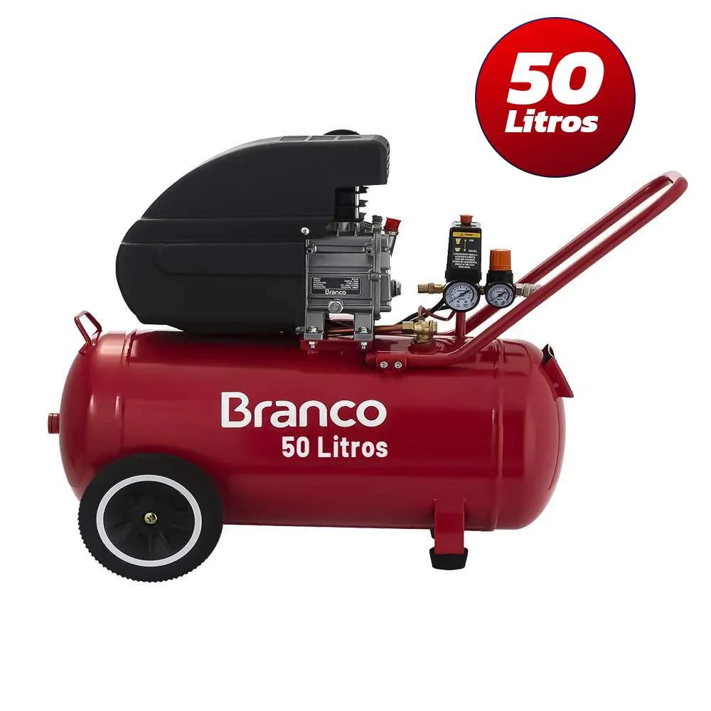 Motocompressor de Ar 8 Pés 2Cv 50 Litros Monofásico Branco 220V