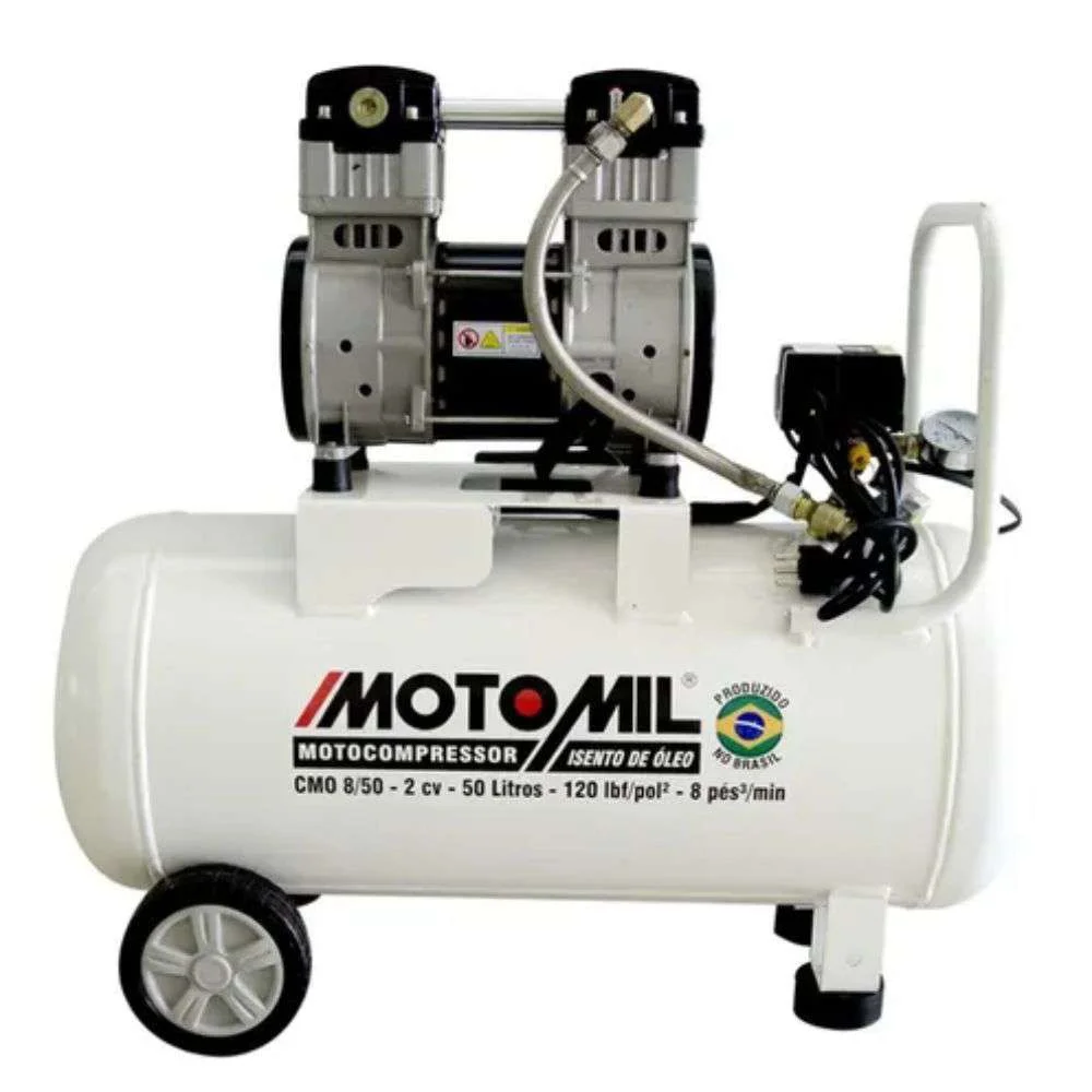 Motocompressor de Ar Isento de Óleo 2Hp 120Lbs 220V uso Profissional e Residencial
