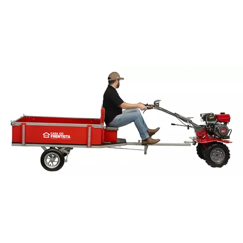 Motocultivador C/Carretinha Agrícula Gasolina 6,5CV 800mm Tratorito Branco