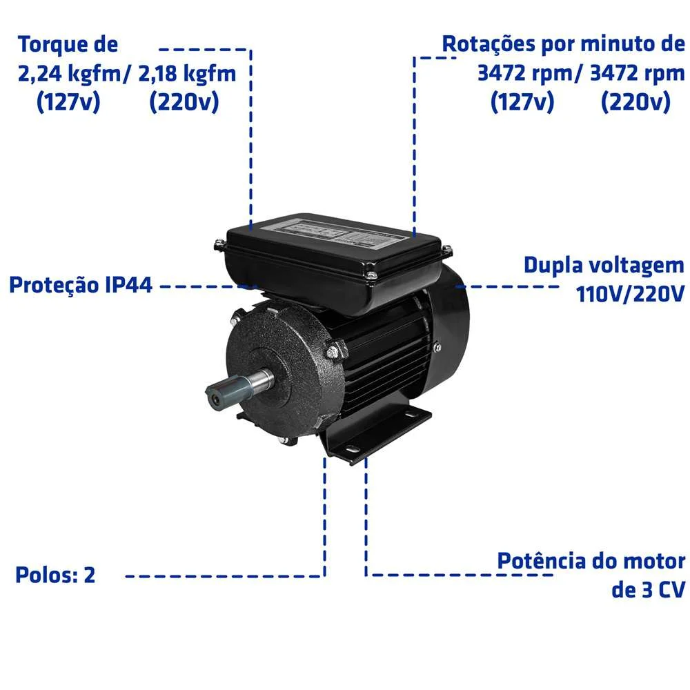 Motor Eletrico 3Cv 2P Bivolt Mot23F Intech