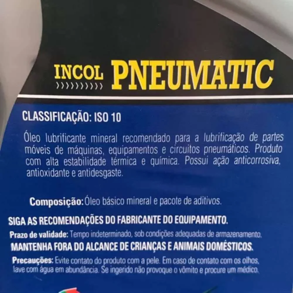 Óleo Lubrificante Iso 10 para Sistemas Pneumáticos Incol