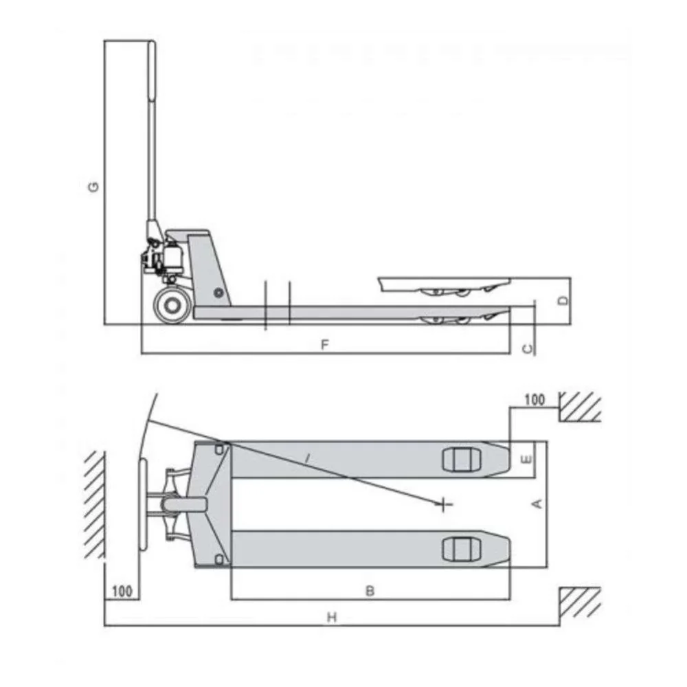 Paleteira Hidráulica Manual 2.5T com Roda Dupla