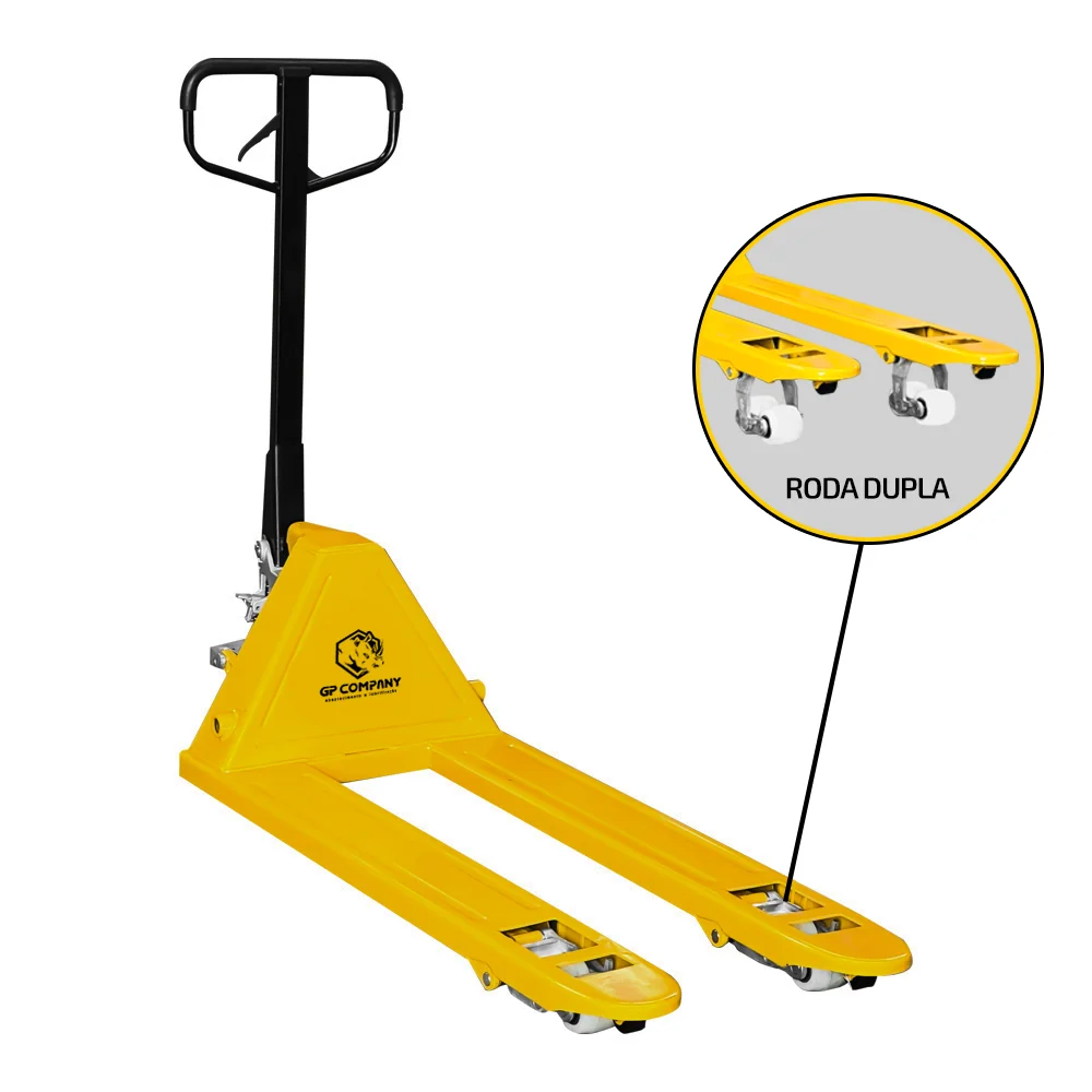 Paleteira Hidráulica Manual 2T com Roda Dupla de Nylon 550X1100Mm