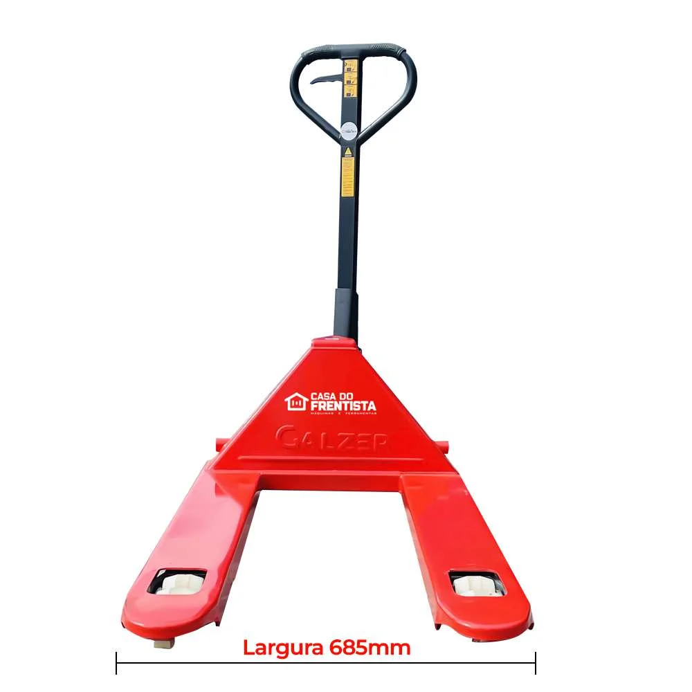 Paleteira Hidráulica Manual 3T Larga com Roda Dupla de Nylon 685X1220Mm Galzer