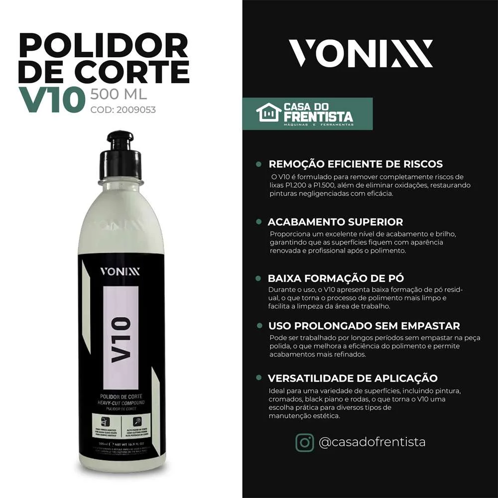 Polidor de Corte para Verniz Asiático V10 500Ml Vonixx