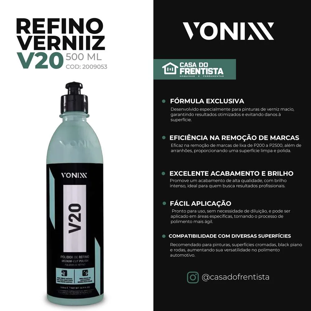 Polidor de Refino para Verniz Asiático V20 500Ml Vonixx
