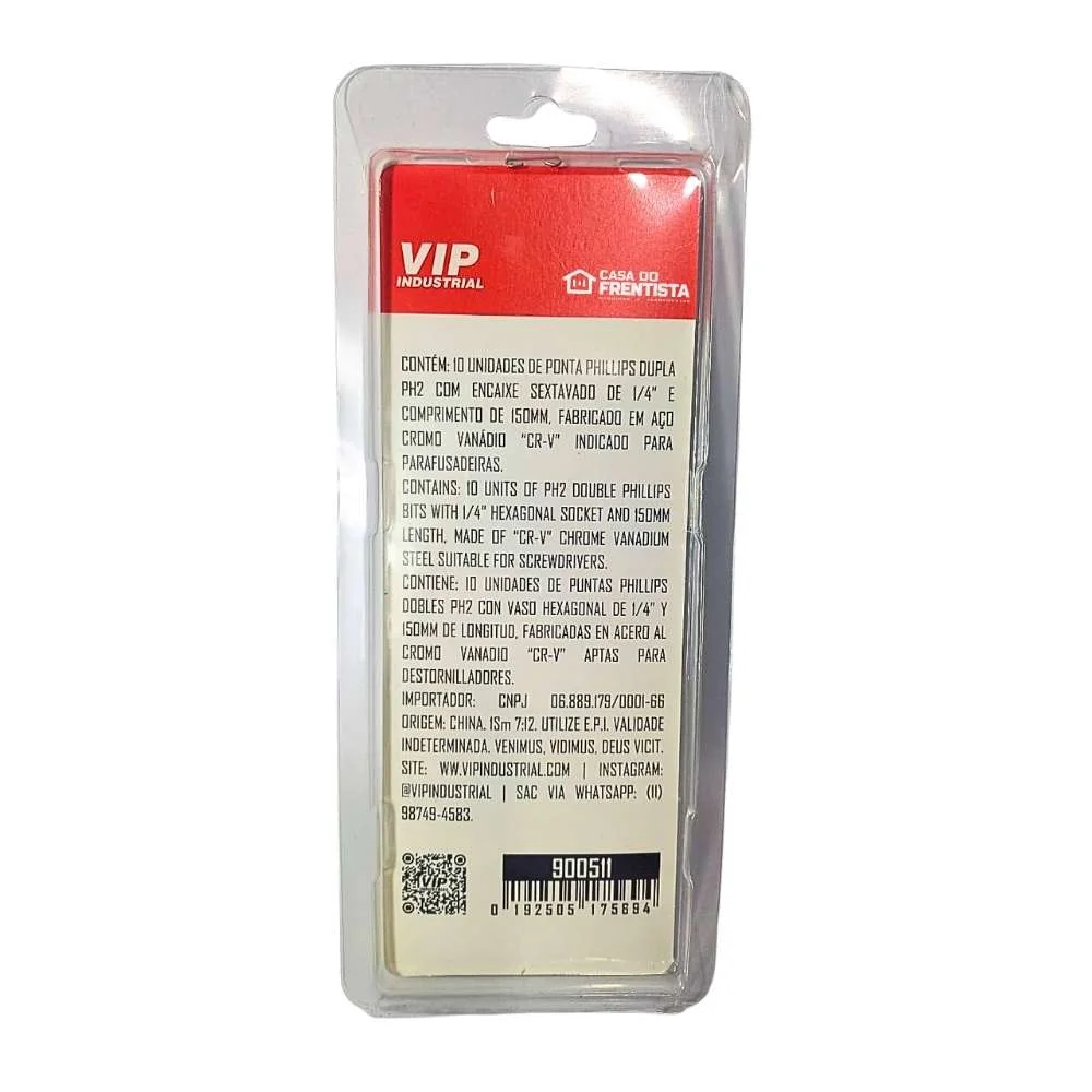 Pontas Phillips Ph2 150Mm Encaixe 1/4" C/10 Pçs