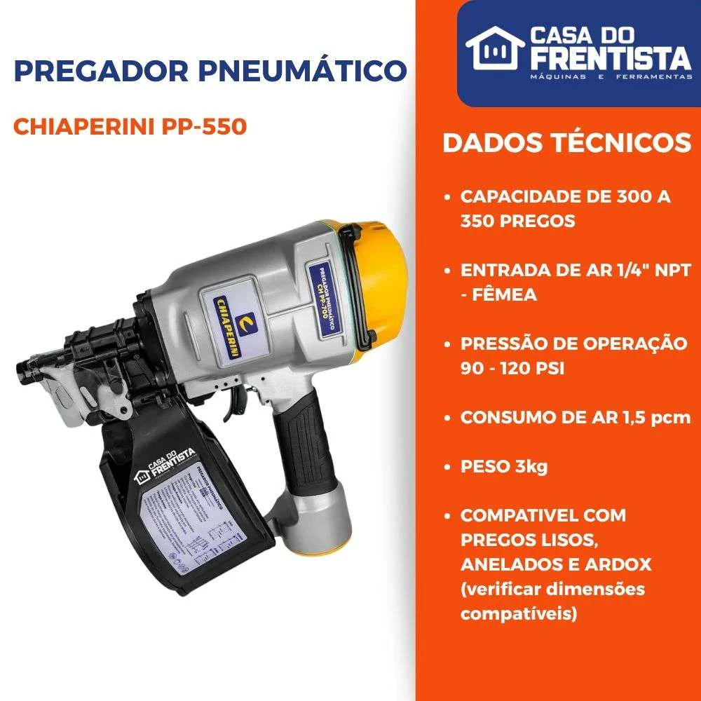 Pregador Pneumático Chiaperini Pp-550 Prego 55 X 57Mm