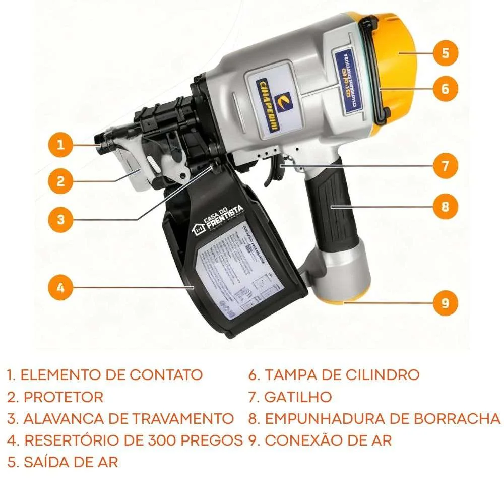 Pregador Pneumático Chiaperini Pp-700 Prego 7 X 70Mm