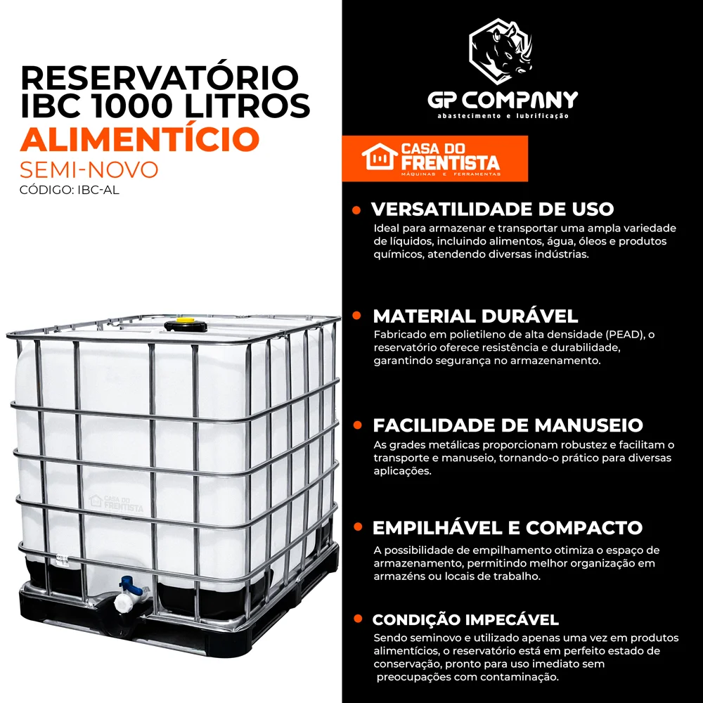 Reservatório Ibc 1000L Gradeado Seminovo - Alimentício