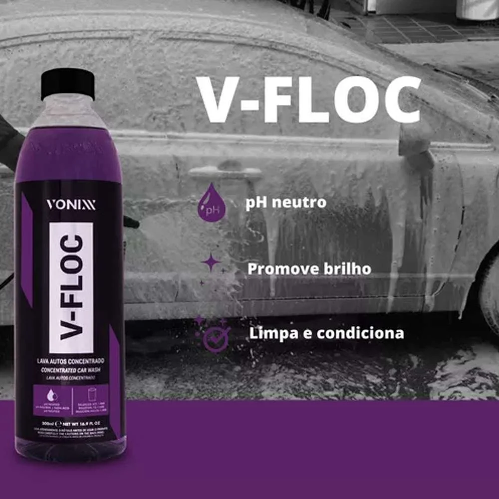 Shampoo Automotivo Neutro Concentrado V-Floc 500Ml Vonixx