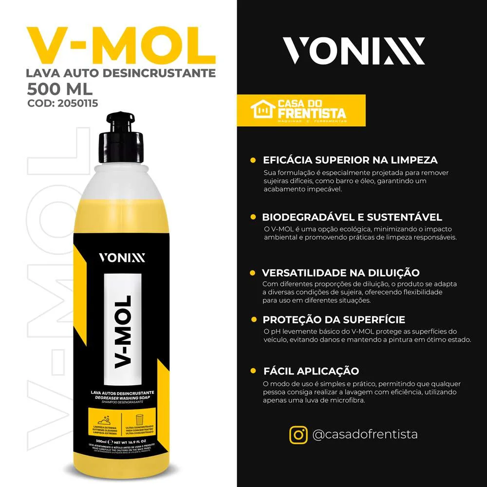 Shampoo Desengraxante Lavagem Automotiva V-Mol 500Ml - Vonixx