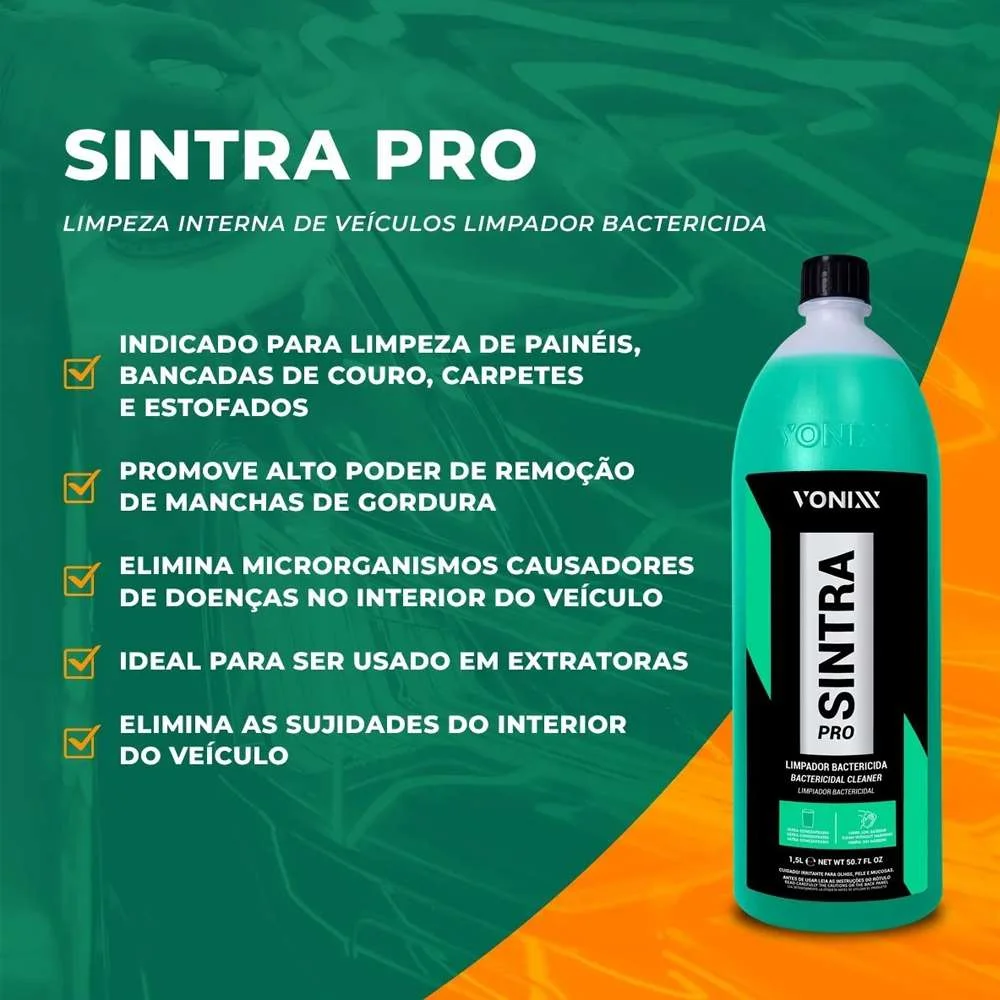 Sintra Pro Vonixx Limpeza Interna Veiculos Bactericida 15L