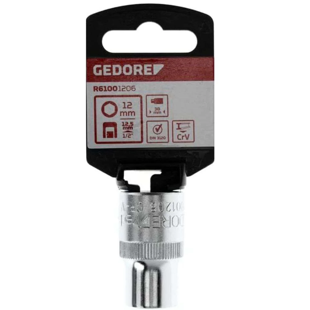 Soquete Sextavado Curto 12Mm Encaixe 1/2 Gedore Red R61001206