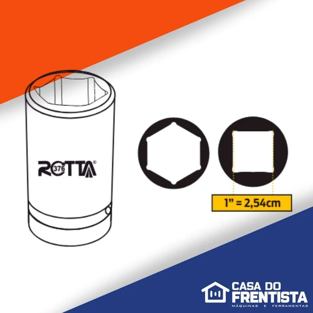 Soquete Sextavado de Impacto 1 X 33Mm Longo 200246 Rotta