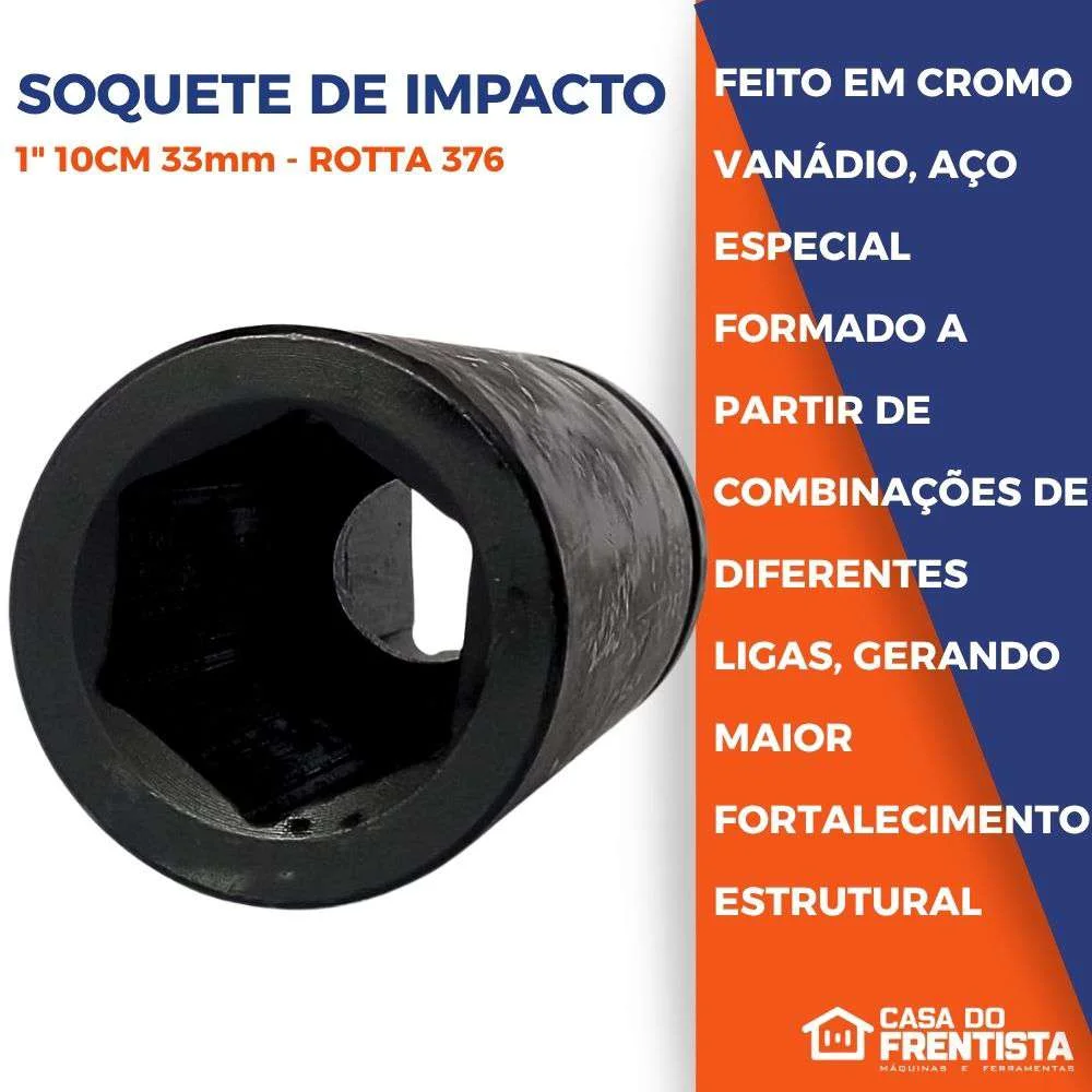Soquete Sextavado de Impacto 1 X 33Mm Longo 200246 Rotta