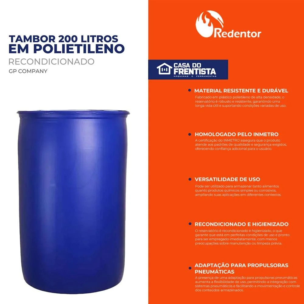 Tambor de 200L em Polietileno Recondicionado Gp Company