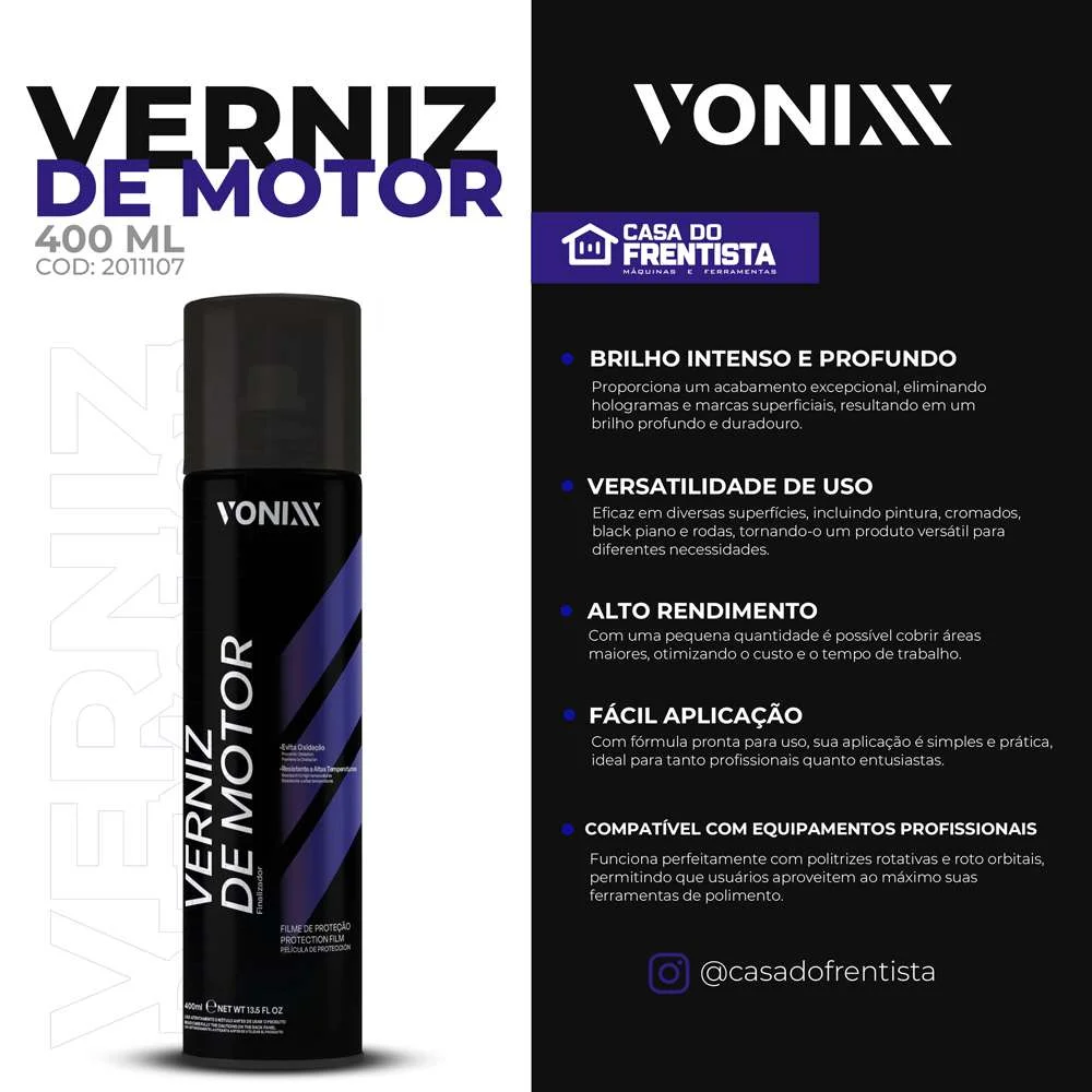 Verniz de Motor Finalizador Spray Aerossol 400Ml - Vonixx