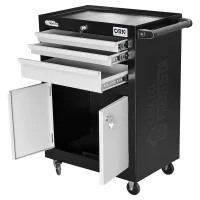 Carrinho de Ferramentas 3 Gavetas 2 Portas Preto Ork-070P