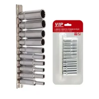 Jogo de Soquetes 1/4 4 a 13Mm Estriado Longo Vip 900092