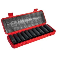 Jogo de Soquetes de Impacto Longo 1/2" (10 a 24Mm) 10 Peças em Aço Cr-V Vip