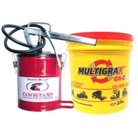 Kit Bomba de Graxa Manual 7 Kg com Balde de Graxa 10 Kg