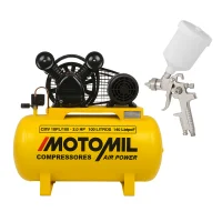 Kit Compressor de Ar Motomil 100L 2HP + Pistola de Pintura HVLP