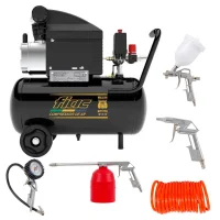 Kit Motocompressor 8 Pés com Rodas 24L 110V 120 Psi com Acessórios 