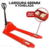 Paleteira Manual 5T 685X1220Mm com Roda Dupla de Nylon Galzer