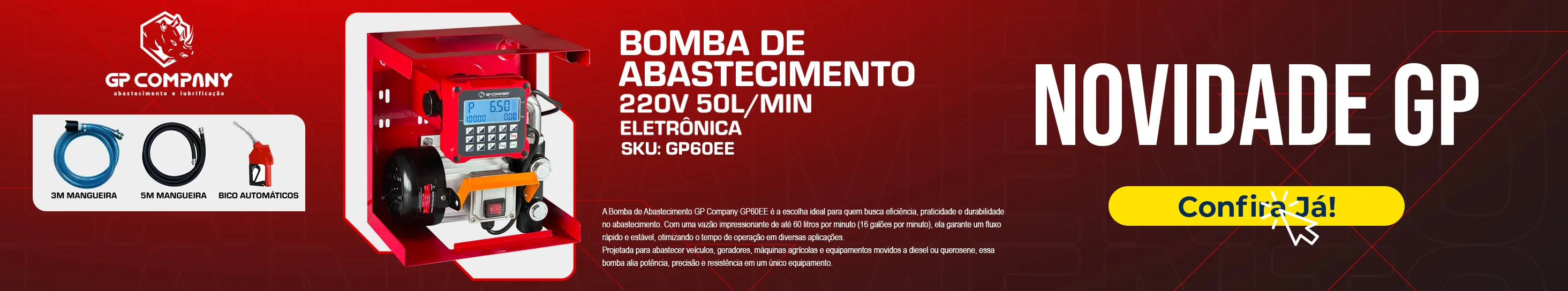 Bomba de Abastecimento de Diesel Eletrônica 60L/min 220V Gp Company